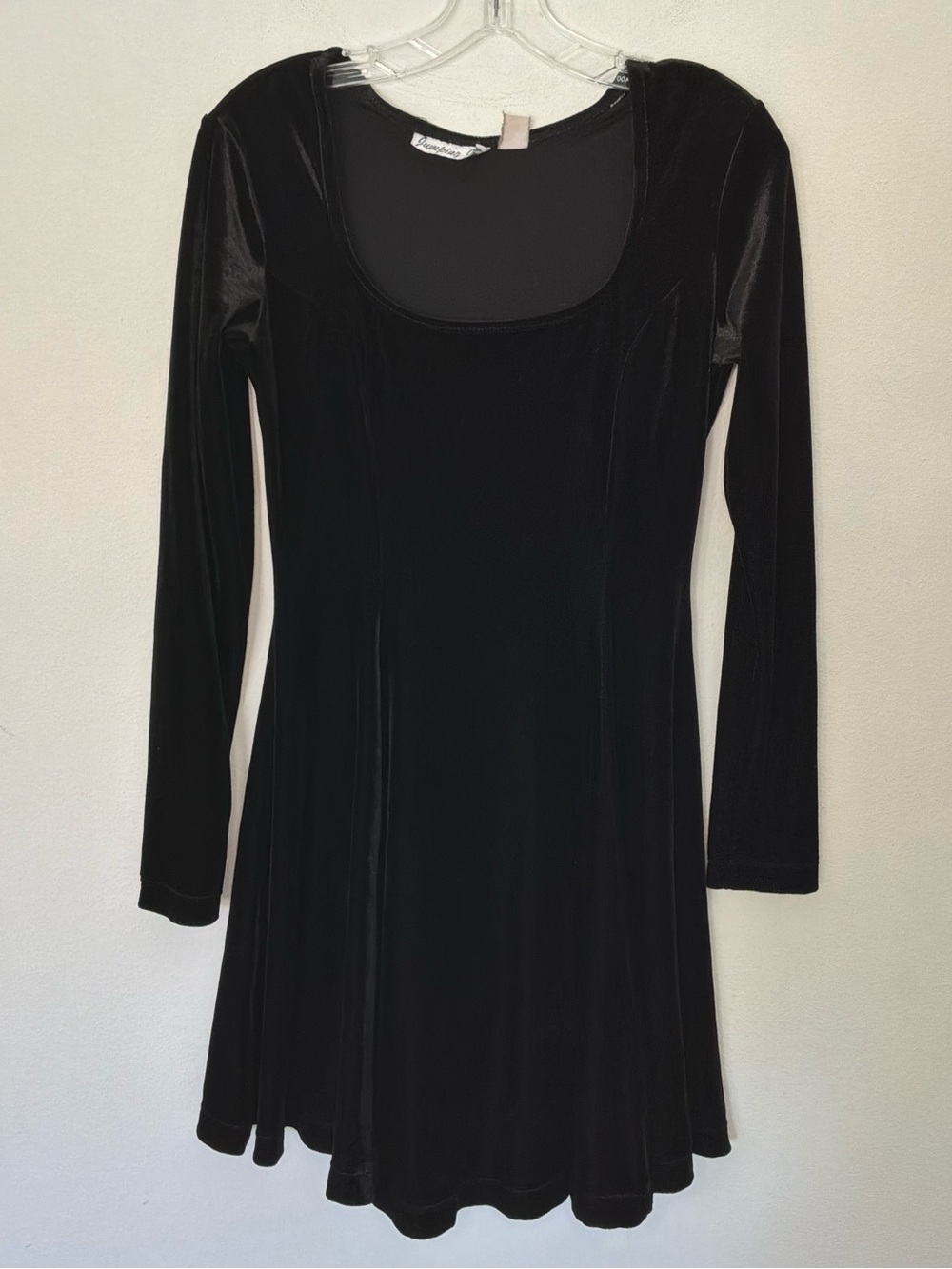 Jumping Joy Black Velvet Long Sleeve Fit & Flare Dress Approx. XS/S